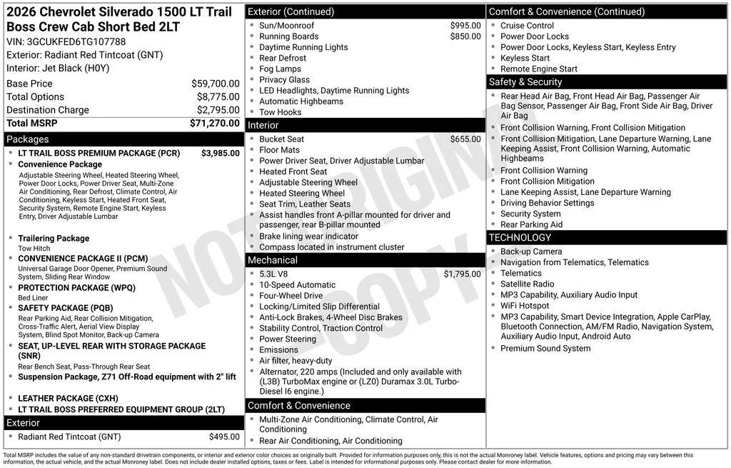 chevrolet silverado 1500 2026 3GCUKFED6TG107788 image chevrolet silverado 1500 2026 3GCUKFED6TG107788 image
